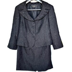 Kasper Women's Charcoal Textured Blazer and Skirt Set